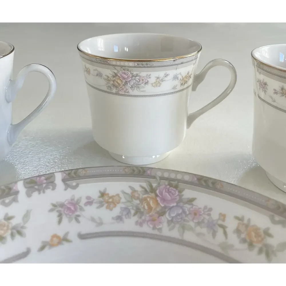 Set of 4 VTG Farberware Southampton 223A Fine China Salad Plate/Bowl 3 Tea Cups